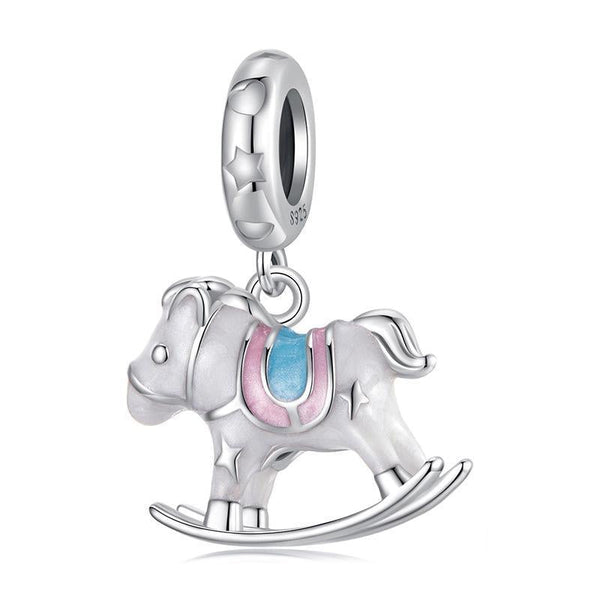 925 Sterling Silver Platinum Plated Trojan Horse Pendant Charms & Pendants