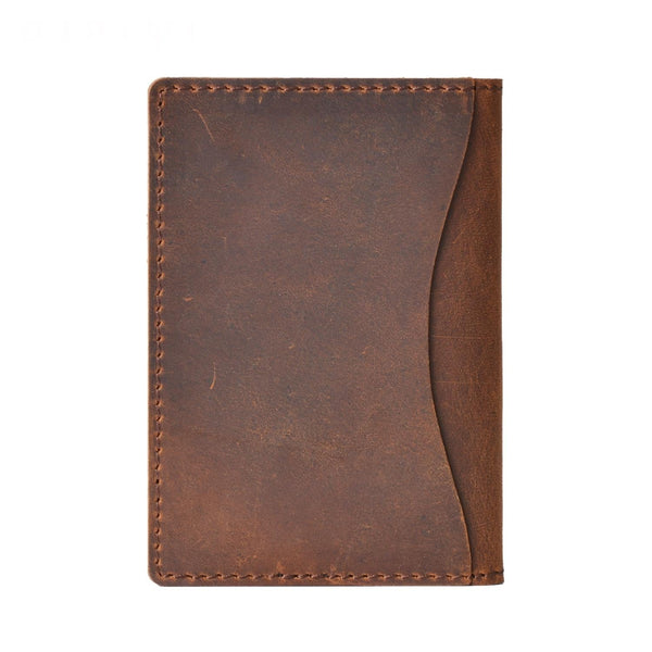 Minimalist Cowhide Card Holder Compact Wallet For Bank & Membership Cards Brown Wallets