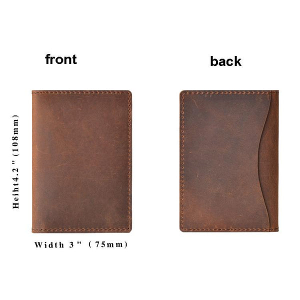 Minimalist Cowhide Card Holder Compact Wallet For Bank & Membership Cards Brown Wallets