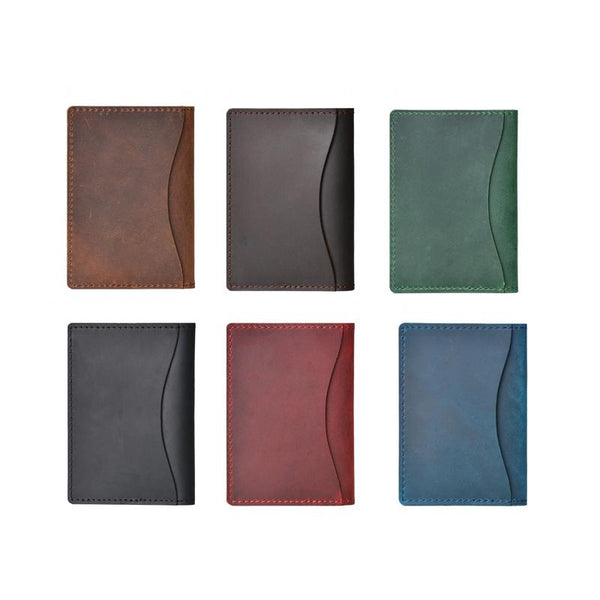 Minimalist Cowhide Card Holder Compact Wallet For Bank & Membership Cards Brown Wallets
