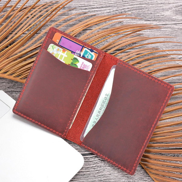 Minimalist Cowhide Card Holder Compact Wallet For Bank & Membership Cards Brown Wallets