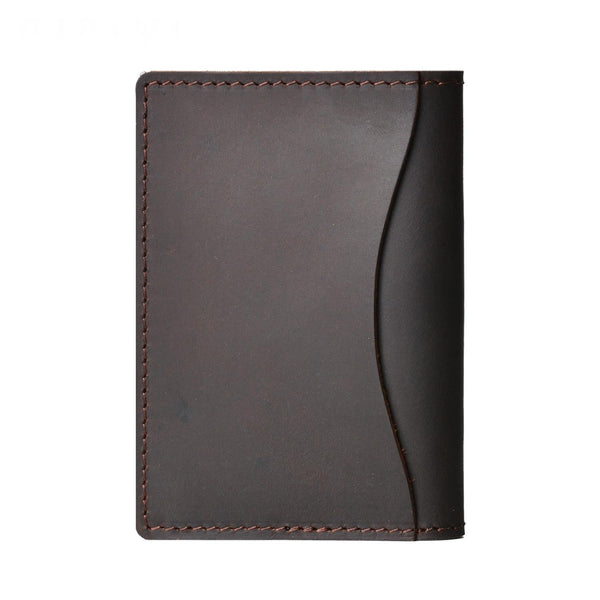 Minimalist Cowhide Card Holder Compact Wallet For Bank & Membership Cards Brown Wallets