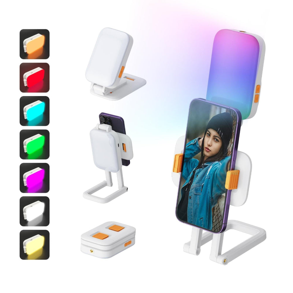 Mini Rgb Fill Light With Phone Holder White Selfie Lights
