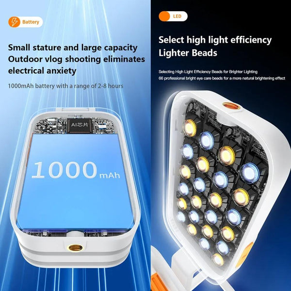 Mini Rgb Fill Light With Phone Holder White Selfie Lights