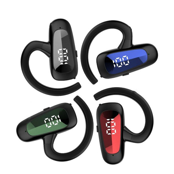 Digital Display Bluetooth Earphones Bone Conduction Stereo Black Earbuds