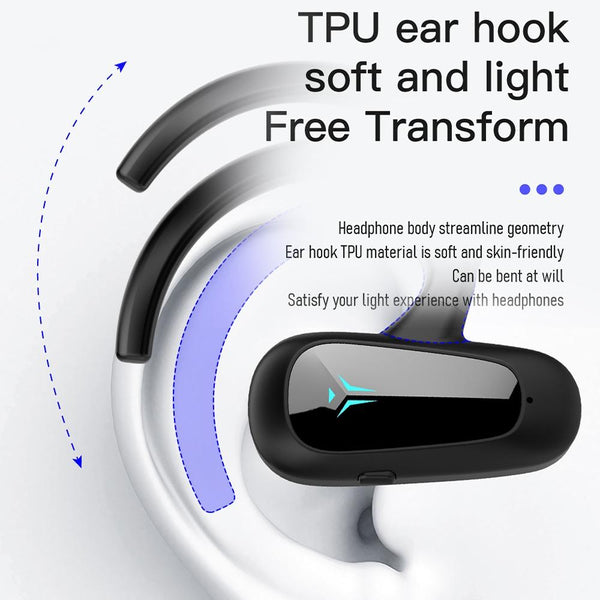 Digital Display Bluetooth Earphones Bone Conduction Stereo Black Earbuds