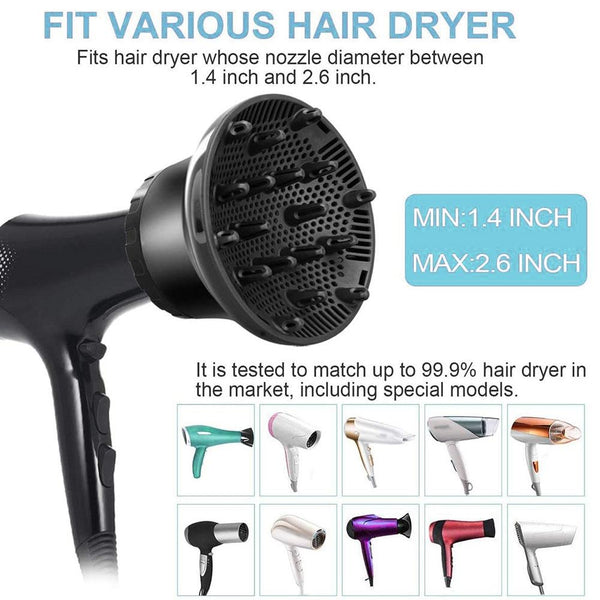 Universal Hair Diffuser For Blow Dryers Rotatable Design Large Hood Black White Hair Dryers