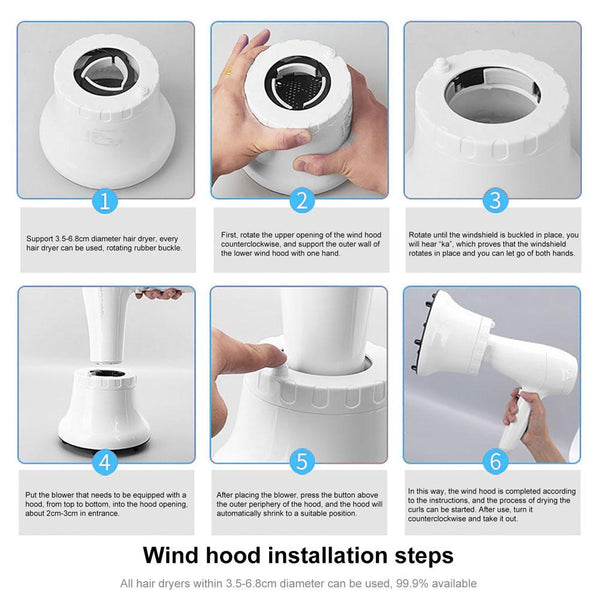 Universal Hair Diffuser For Blow Dryers Rotatable Design Large Hood Black White Hair Dryers
