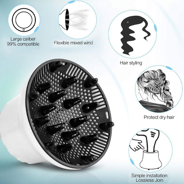 Universal Hair Diffuser For Blow Dryers Rotatable Design Large Hood Black White Hair Dryers