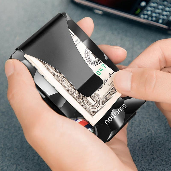 Anti Magnetic Metal Card Holder For Multiple Cards Large Geometric Pattern Business Card Holders