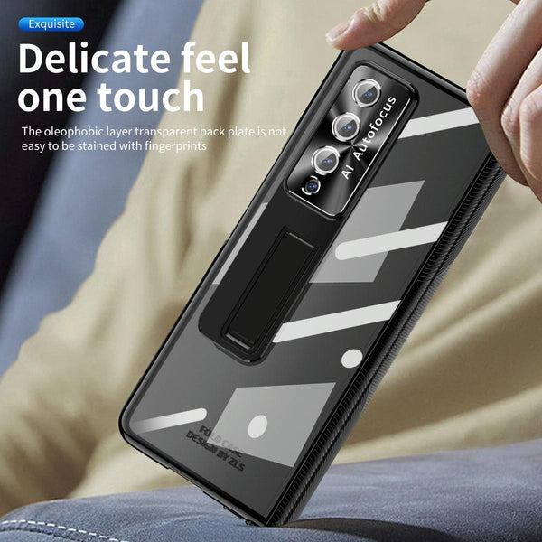 For Samsung Galaxy Z Fold4 5G Magnetic Phone Case With Holder Plating Finish Black Cases Covers & Skins