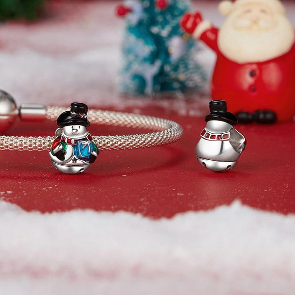 925 Sterling Silver Snowman Beaded Bracelet/Necklace Accessory Charms & Pendants