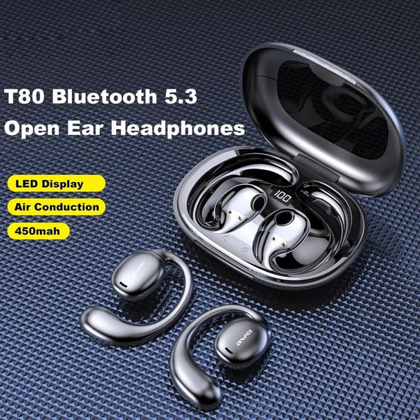 Black T80 Sport Tws Bluetooth With Air Conduction Earbuds