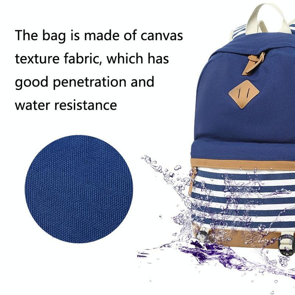 Printed Canvas Backpack Set 3 Pieces Green Women Backpacks