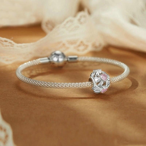 925 Sterling Silver Platinum Plated Sweet Bow Diy Beads Pink Heart Charms & Pendants