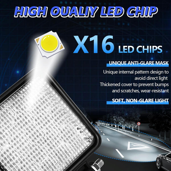 4 Inch Flood Surface Mixed Luminous Square Light D0083 Led Car Lights