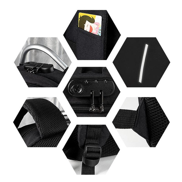 13 15.6 Inch Anti Theft Laptop Backpack Mysterious Black Laptop Cases & Bags