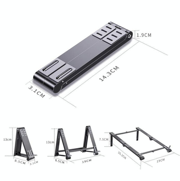 Foldable Aluminum 3 In 1 Phone Tablet Stand Portable Storage Grey Mounts Stands & Holders