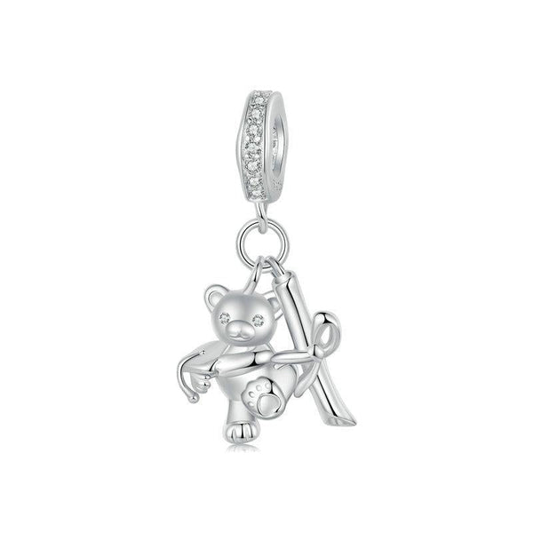925 Sterling Silver Platinum Plated Bear Bracelet Charms & Pendants