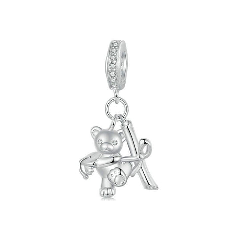 925 Sterling Silver Platinum Plated Bear Bracelet Charms & Pendants