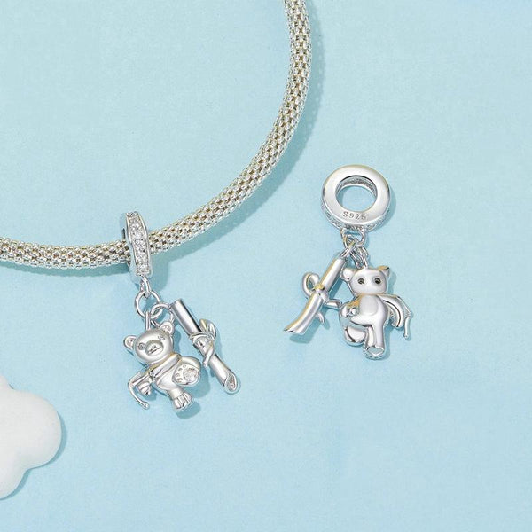 925 Sterling Silver Platinum Plated Bear Bracelet Charms & Pendants