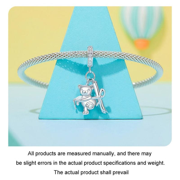 925 Sterling Silver Platinum Plated Bear Bracelet Charms & Pendants