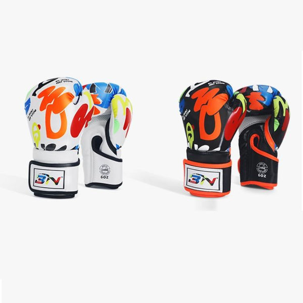 Kids' 6Oz Boxing Gloves For Training And Fighting Graffiti Design Black Gloves Boxing