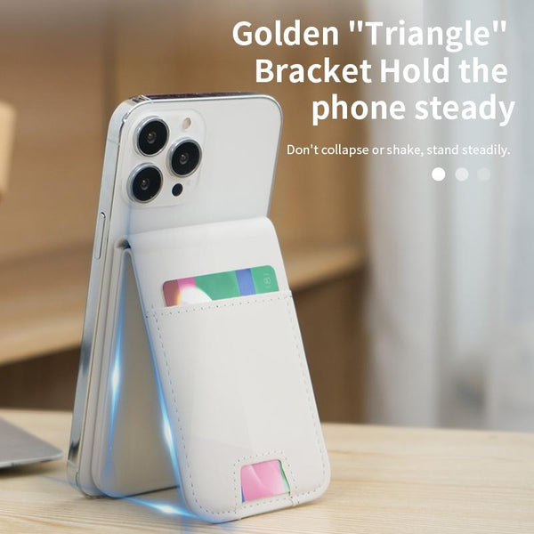 3 In 1 Magnetic Wireless Charger With Card Holder And Phone Bracket Black Chargers & Cradles