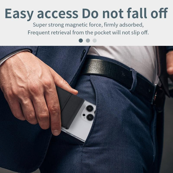 3 In 1 Magnetic Wireless Charger With Card Holder And Phone Bracket Black Chargers & Cradles