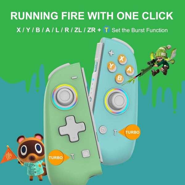 Vibrant Joycon Set With Colourful Light Switch Controllers & Attachments