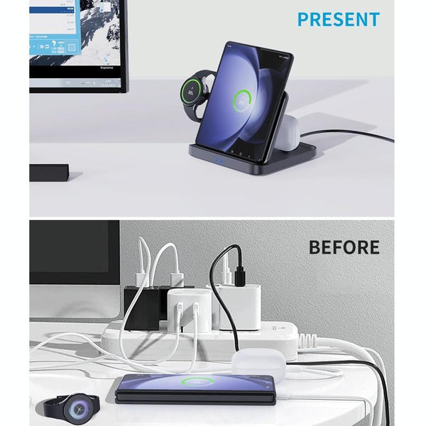 3 In 1 Wireless Charger For Samsung Galaxy Z Fold Black Chargers & Cradles