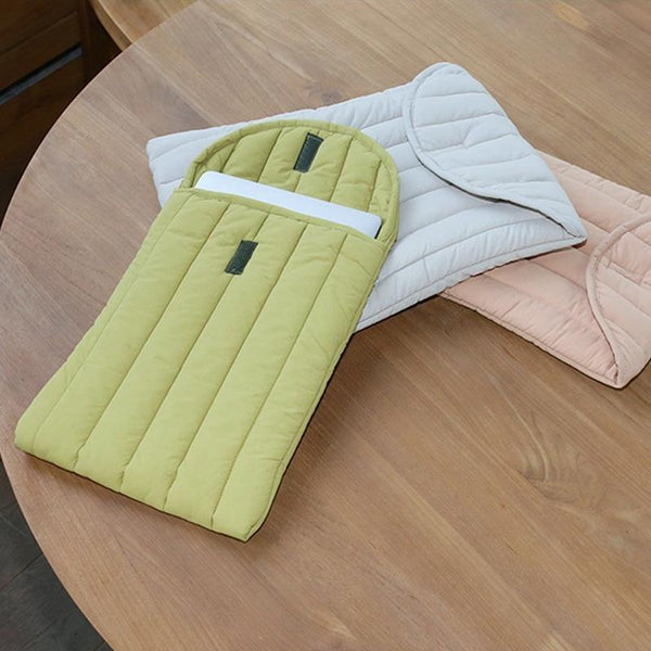 Lightweight Cotton Embroidery Inner Bag For Protection Yellow Green 9.7 11 Inch Laptop Cases & Bags