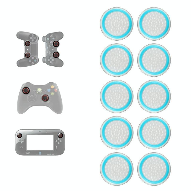 10 Piece Luminous Gamepad Button Caps For Ps5 / Ps4 Ps3 Xbox One 360 Pro Series Transparent Blue Circle Controllers & Attachments