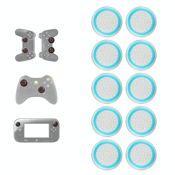 10 Piece Luminous Gamepad Button Caps For Ps5 / Ps4 Ps3 Xbox One 360 Pro Series Transparent Blue Circle Controllers & Attachments