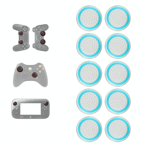 10 Piece Luminous Gamepad Button Caps For Ps5 / Ps4 Ps3 Xbox One 360 Pro Series Transparent Blue Circle Controllers & Attachments