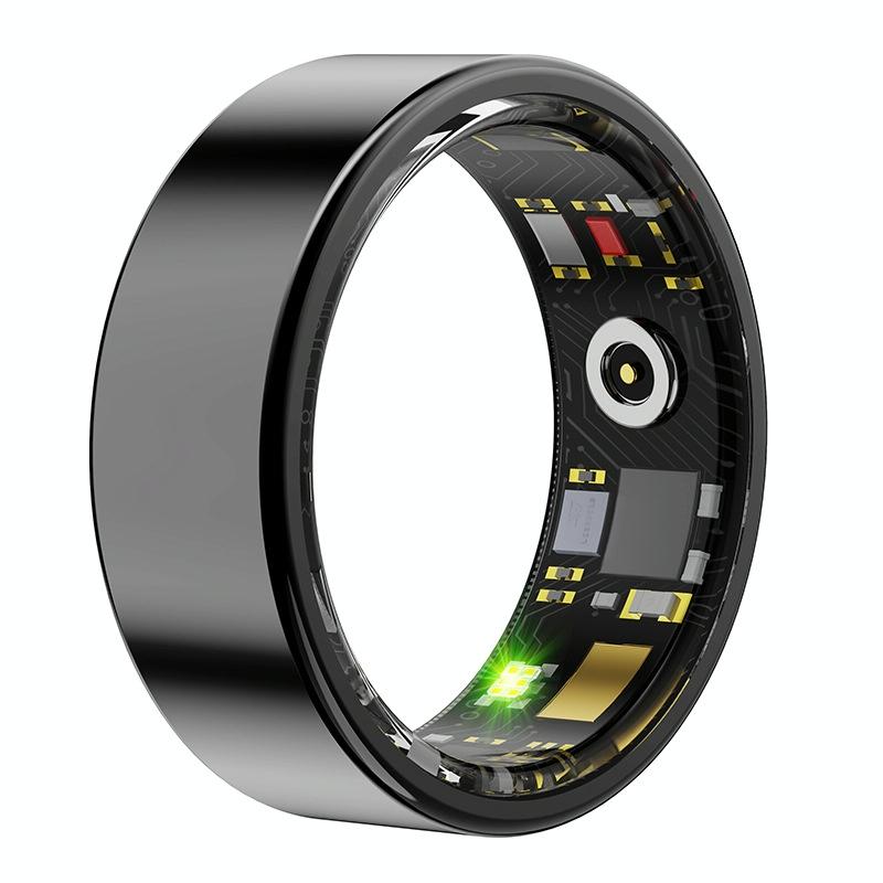 Smart Ring With Heart Rate Blood Oxygen Sleep & Sports Modes Size 8 Black Activity Trackers