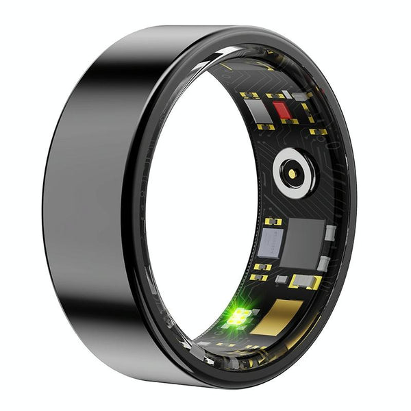 Smart Ring With Heart Rate Blood Oxygen Sleep & Sports Modes Size 8 Black Activity Trackers