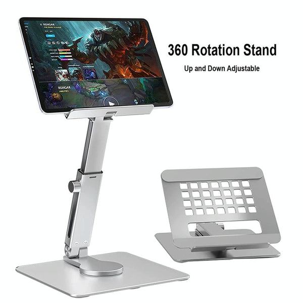 Telescopic Desktop Phone Stand Foldable & Rotating Silver Mounts & Holders