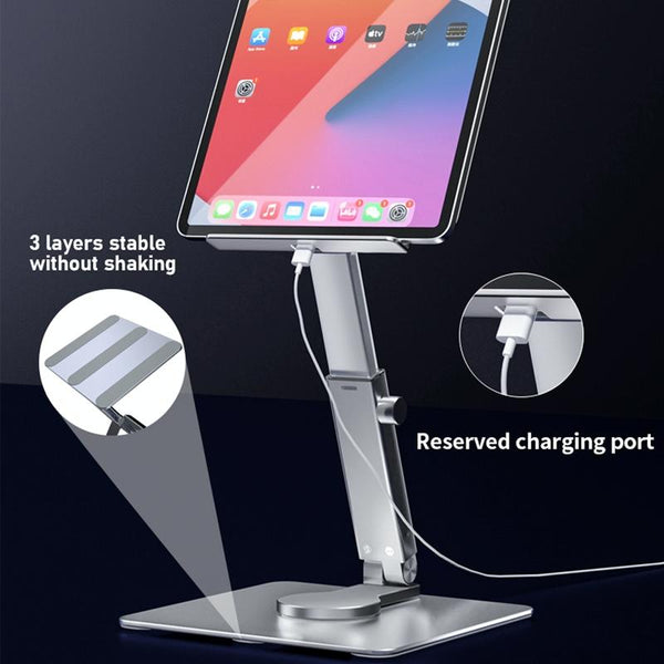Telescopic Desktop Phone Stand Foldable & Rotating Silver Mounts & Holders