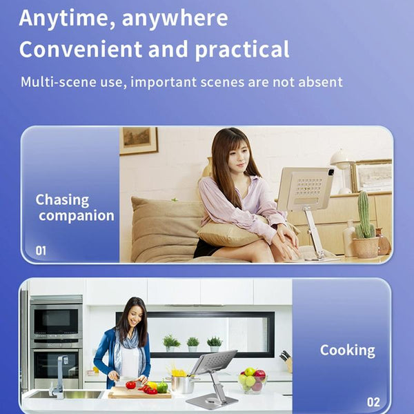 Telescopic Desktop Phone Stand Foldable & Rotating Silver Mounts & Holders