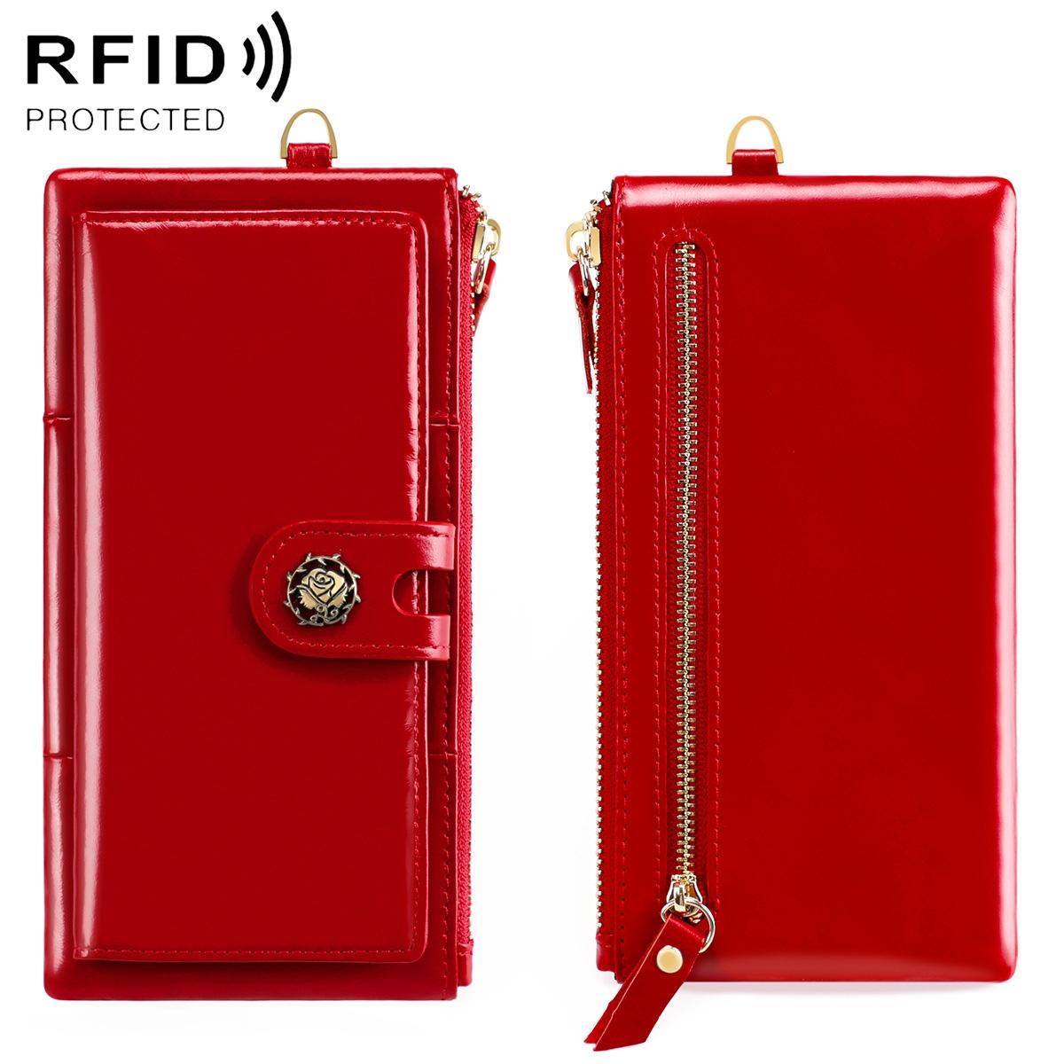 Women Leather Rfid Wallet Red Wallets
