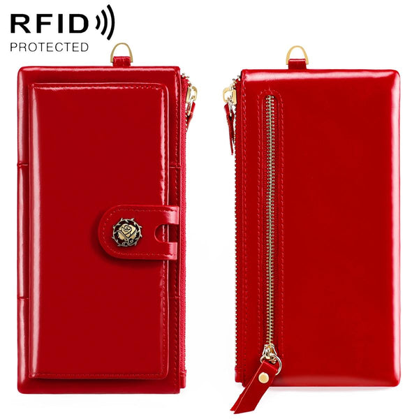 Women Leather Rfid Wallet Red Wallets
