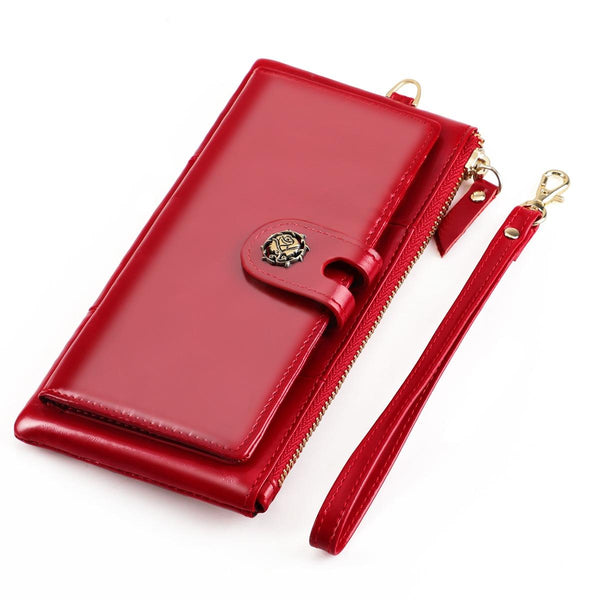 Women Leather Rfid Wallet Red Wallets