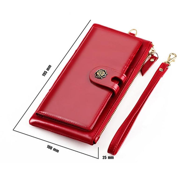 Women Leather Rfid Wallet Red Wallets