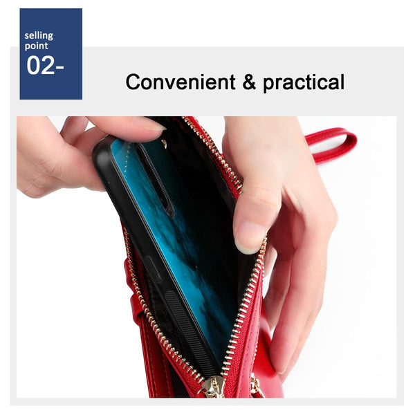 Women Leather Rfid Wallet Red Wallets