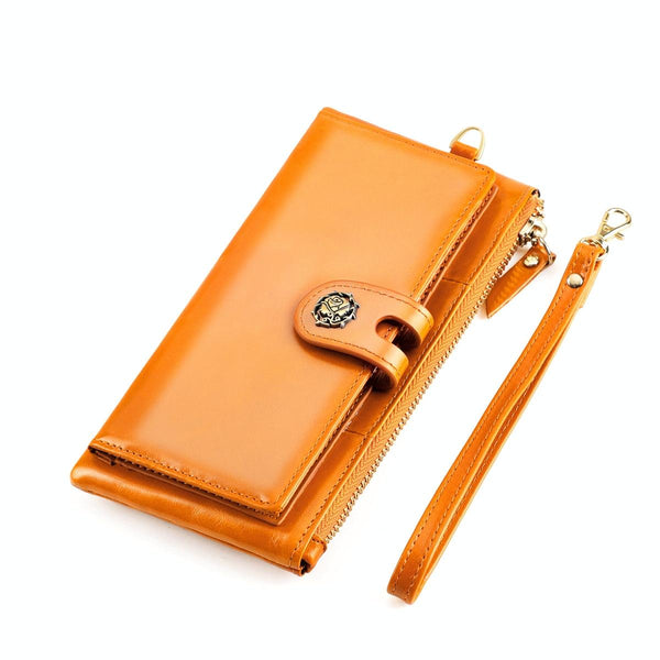 Women Leather Rfid Wallet Red Wallets