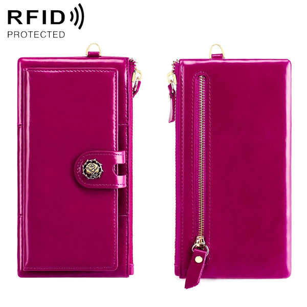 Women Leather Rfid Wallet Red Wallets