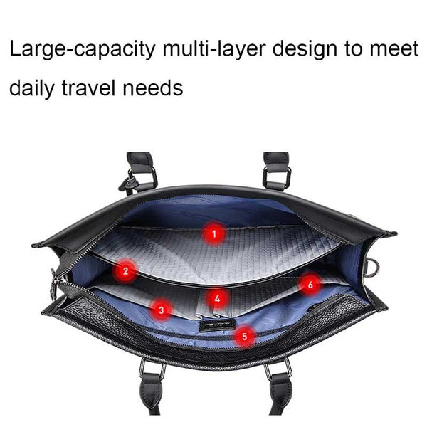 Large Capacity Leather Laptop Messenger Briefcase In Black Laptop Cases & Bags