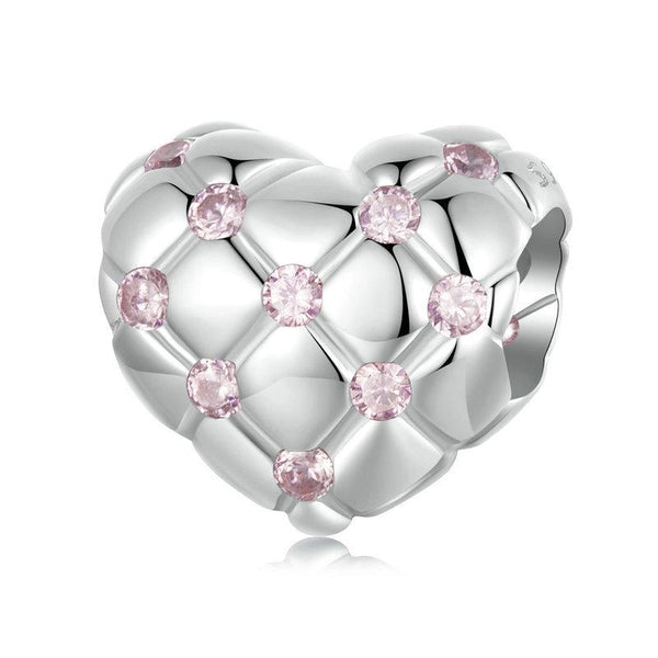 925 Sterling Silver Platinum Diamond Heart Diy Bead Charms & Pendants