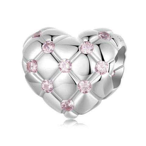 925 Sterling Silver Platinum Diamond Heart Diy Bead Charms & Pendants